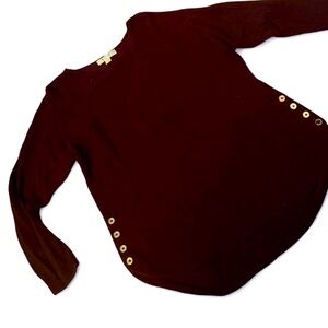 Michael Kors dark purple Long Sleeve Knit sweater tunic with Gold Accents